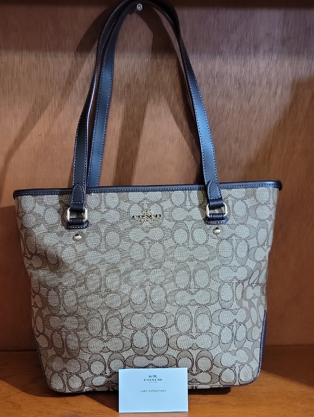 Coach Outline Signature Zip Top Tote 58282